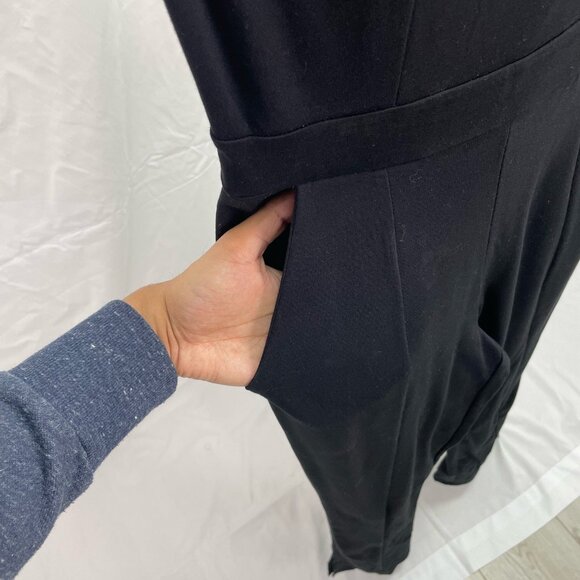 BEBE BLACK JUMPSUIT WITH SIDE ZIPPER AND POCKETS - Picture 7 of 8